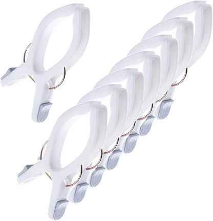 8 Pack Beach Towel Clips for Beach Chairs White Jumbo Size Towel Clamps Lounge Pool Chairs Plastic Clothes Pegs Hanging Clip Clamps Large for Cruise Vacation