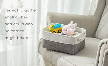 TheWarmHome Organization and Storage Basket for Shelves - 12x8x5.2 inch 1 Pack Fabric Storage Cubes, Collapsible Storage Bins for Closet Organizer Gift Cloth Toy (White & Grey)
