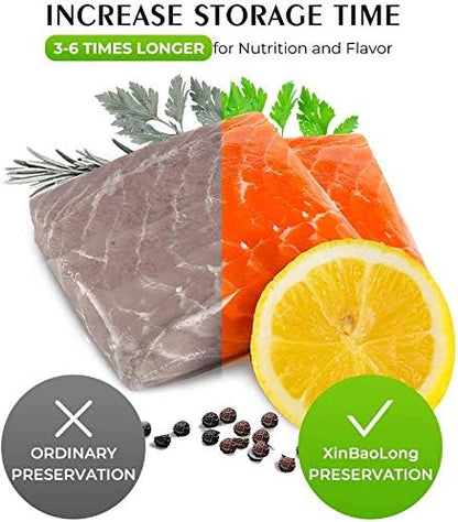 Vacuum Sealer Bags For Food, 6 Pack 3 Rolls11"x20' +3 Rolls 8"x20' Commercial Grade BPA Free Bag Rolls, Durable Customized Size Food Vac Bags for Storage and Sous Vide Cooking，Puncture Prevention