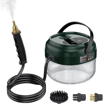 Irishom Pressurized Handheld Steam Cleaner with 3 Brushes and Extended Rod, Deep Cleaning Steamer with 6 Gear Adjustable Digital Touch Screen 1500ml Water Tank