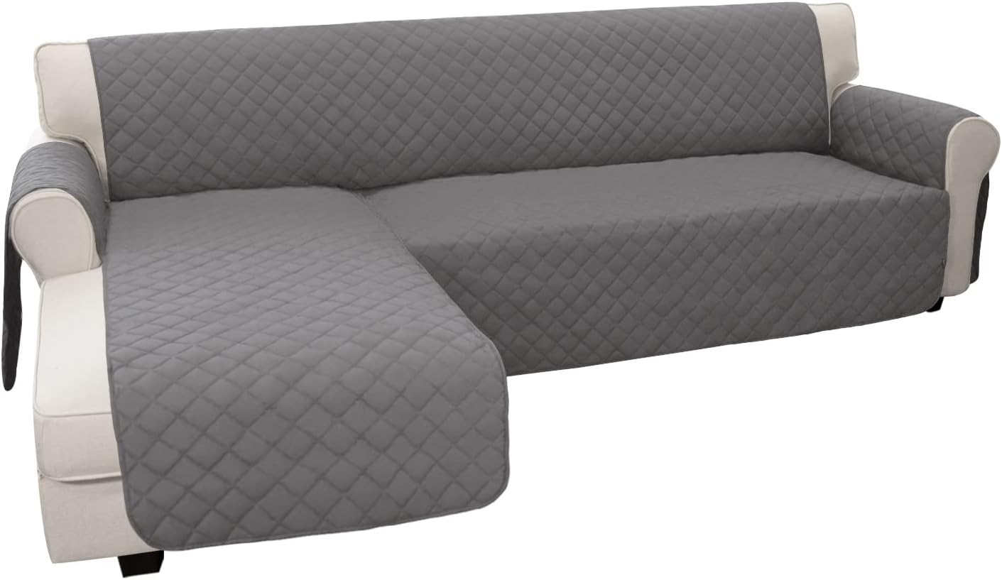 Easy-Going Sofa Slipcover L Shape Sofa Cover Sectional Couch Cover Furniture Protector Mat for Pets Dog Cat (X-Large,Gray/Gray)