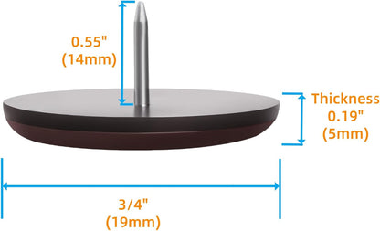 3/4“ Nail on Furniture Sliders (24 Pack) - Furnigear Heavy Duty PTFE (Teflon) Chair Leg Slider Glide Wooden Furniture Movers Move Your Furniture Easily & Safety - Best Floor Protector Brown