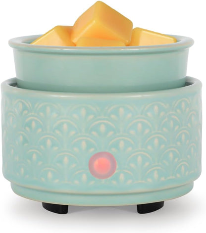 kobodon Ceramic Wax Melt Warmer - 3-in-1Electric Wax Warmer-Fragrance Candle Burner for Scented Wax Tarts and Essential Oils - Wax Melts as Gifts for Moms Grandma Women Girls（Light Green）
