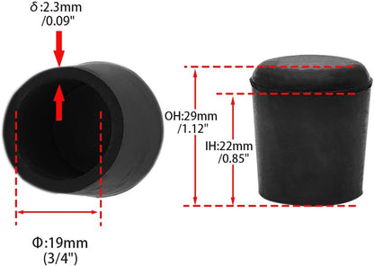 Flyshop Furniture Table Covers, Non-Slip Heavy Duty Rubber Leg Tips, Chair Leg Caps Floor Protector, Round Black 4PCS Size 19mm, 3/4"