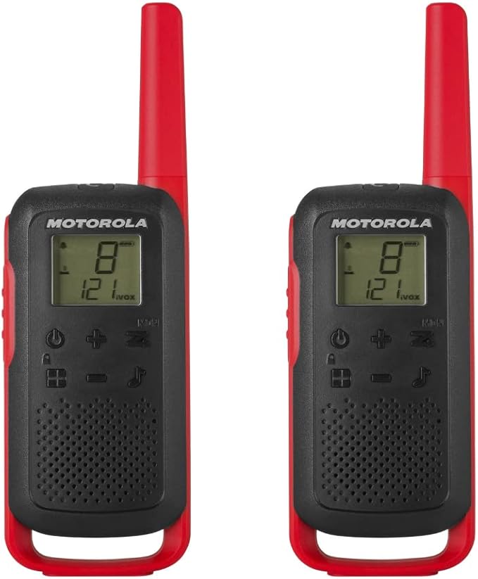 Motorola Solutions, Portable FRS, T210, Talkabout, Two-Way Radios, Rechargeable, 22 Channel, 20 Mile, Black W/Red, 2 Pack