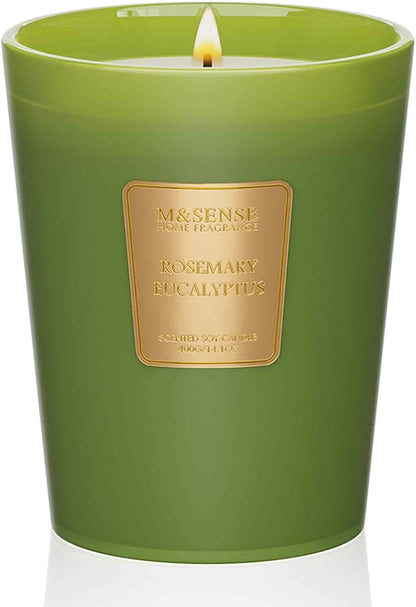 M&SENSE Rosemary Eucalyptus Scented Candle Home Decor, Natural Soy Wax,4.1oz 60 Hours Long Lasting Slow Burning, Aromatherapy Candle for Stress Relief