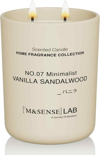 M&SENSE Natural Soy Candle| Vanilla Sandalwood | 16.6 oz, 95H Burn | Minimalist Scented Candle for Relaxation, Gifting, Home Décor | for Bedroom, Office, Party Large