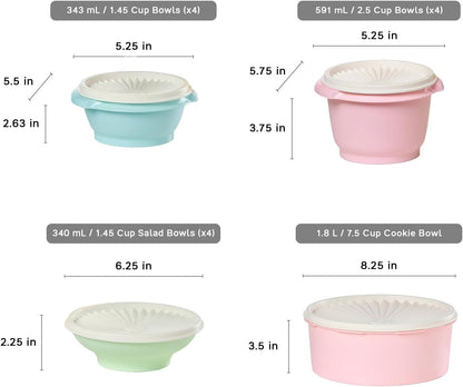 Tupperware Heritage Collection, 36 Piece Food Storage Container Set in Vintage Colors, Dishwasher Safe and BPA Free (18 containers, 18 lids)