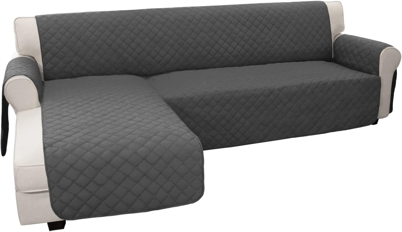 Easy-Going Sectional Couch Covers for Dogs L Shape Sofa Cover Reversible Sofa Slipcover Chaise Lounge Cover Furniture Protector Cover for Pets Dog Cat (Large, Dark Gray/Dark Gray)