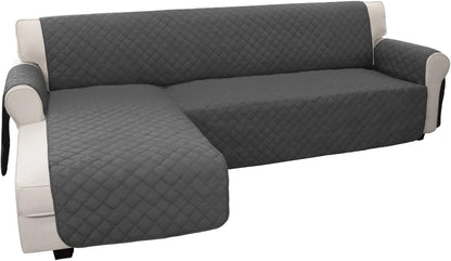 Easy-Going Sectional Couch Covers for Dogs L Shape Sofa Cover Reversible Sofa Slipcover Chaise Lounge Cover Furniture Protector Cover for Pets Dog Cat (Large, Dark Gray/Dark Gray)