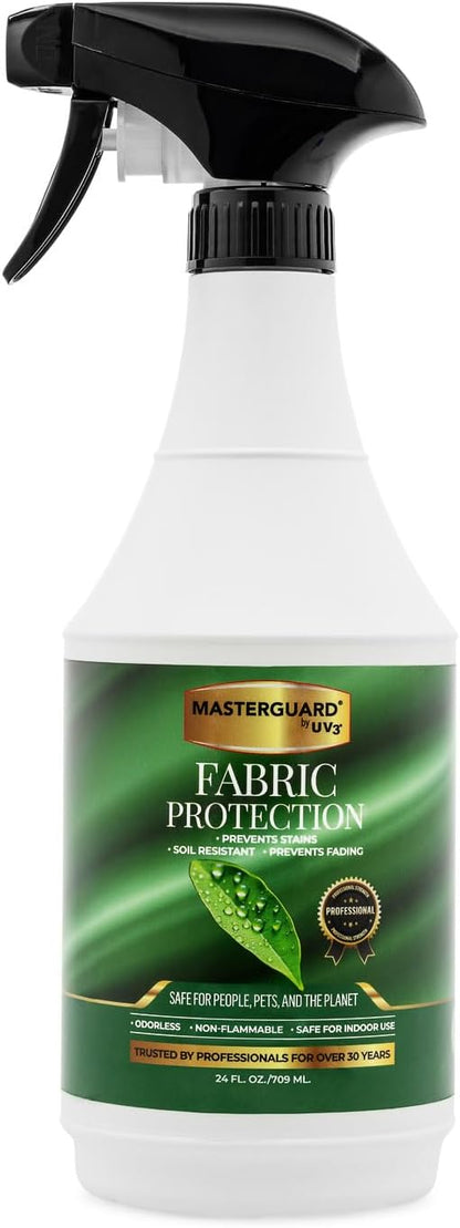 Fabric Protection Spray Water Based Solution - Natural Kid and Pet Safe Formula, Fabric Protector for Upholstery, Couch, Shoes, Jackets & Outdoor Furniture - Waterproof & Stain Resistant - 24 oz