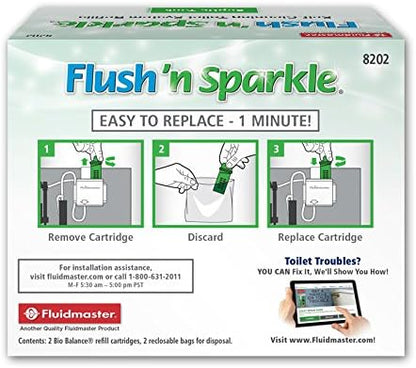 Fluidmaster 8202P8 Flush 'n Sparkle Automatic Toilet Bowl Cleaning System Refills, BioBalance Septic 2-Pack