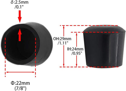Flyshop Furniture Table Covers Non-Slip Durable Rubber Leg Tips Chair Leg Caps Floor Protector Round Black 4PCS Size 22mm, 7/8"