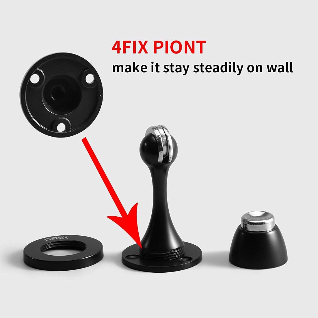 YAGU Door Stopper 6 Pack Magnetic Door Stops, Zinc Alloy Matte Black Door Catch Door Holder Wall Floor Mounted, Metal Soft-Catch