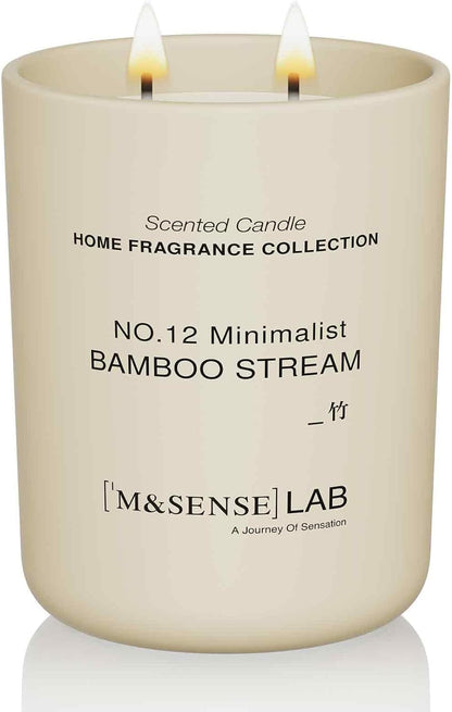 M&SENSE Natural Soy Candle| Bamboo Stream | 16.6 oz, 95H Burn | Minimalist Scented Candle for Relaxation, Gifting, Home Décor | for Bedroom, Office, Party Large