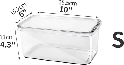 Clear Storage Bins With Lids,4 Packs Food Storage Organizer,Stackable Kitchen Cabinet,Bathroom Basket,Fridge Organization.Pantry Transparent Containers For Fruits,Drinks