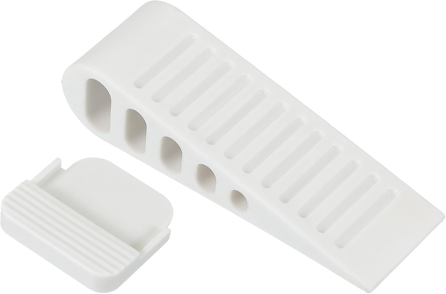 PATIKIL Rubber Door Stoppers for Bottom of Door, Door Wedge Stopper with Holder Sturdy Stackable Doorstop Wall Protector for Home Office Floor Concrete Tile, White