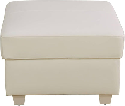 Ottoman Rectangular Storage Ottoman Bench, Genuine Cow Leather Footrest, Coffee Table, Stool Footstool with Hinged Lid for Living Room, Bedroom, Entryway, White, 36.5"x28"x18.5"