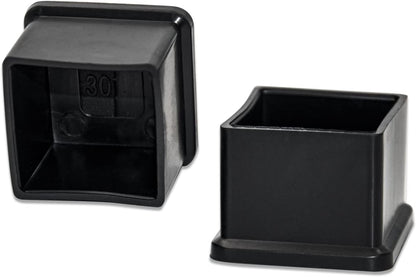 Flyshop Flexible Anti-Scratch PVC Patio Chair Table Leg Caps Tips Floor Protectors Square Furniture Covers, 20pcs, Black, 35 mm x 35 mm, 1-3/8" x 1-3/8"