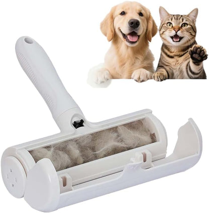 KIRLI Pet Hair Roller, Fur Remover Tool with Built-in Fur bin, Reusable Lint Roller for Pet Hair, Multi-Surface Furniture Clothing, Couch, Carpet, Bedding Cat and Dog Hair Remover (White)