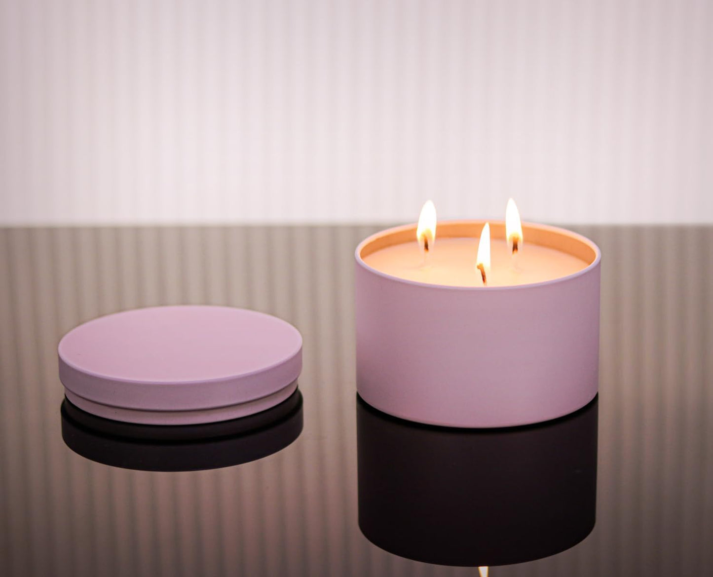 Candle Tins with Lids, 3-Wick Jars 14oz/420ml - 12 Pack Seamless Bulk Containers for Candle Making - Pink