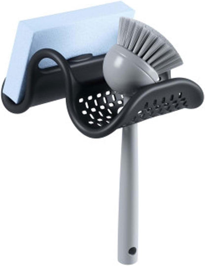 Umbra Sling Flexible Sink Caddy, Non-Slip – Holds Sponge and Scrubbing Brush or Dishrag, Storage for Multiple Tools for Washing Dishes, Black