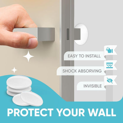 Strongest Home Wall & Door Handle Stopper 3.15" Set 5 Pieces of White Rubber Door Knob Round Wall Shield Cushion, Quiet Wall Protector for Door Handle, Guard Door Bumper Wall - Self Adhesive