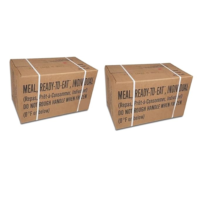 MRE Meals Ready to Eat A and B bundle cases 2025, 2026 inspection. Genuine Military US surplus emergency food bulk supply full box with heater