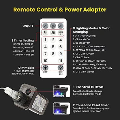 Multicolor Crystal Globe String Lights Plug in 116 Ft. 200 LED 8 Modes with Remote,Waterproof Fairy String Lights for Indoor Outdoor Bedroom Party Wedding Garden Christmas Tree Decor