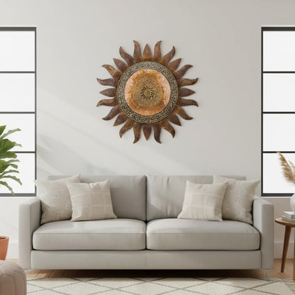 Regal Art & Gift Gold Large Metal Sun Wall Decor - 36 Inch | Indoor Outdoor Rust-Resistant Sunburst Sculpture | Eye-Catching Metal Sun Wall Art Accent for Patio, Garden, Living Room