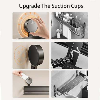 Spice Rack wall mounted 2 Pack,Suction Cups Spice Organizer for Cabinet,Large Capacity Metal Spice Shelf for Kitchen Cabinet, Pantry Doors, Bathroom, Shower, Home Decor(11.8 inch)