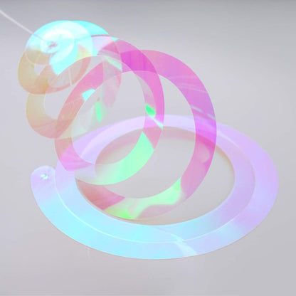 Iridescent White Swirl Hanging Decorations, Shimmer Plastic Streamer for Ceiling, Party Supplies for Birthday Graduation Bachelorette Wedding Baby Shower Graduation Christmas New Year