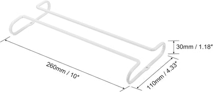 Uxcell Wine Glass Rack Under Cabinet - 4Pcs 10-Inch Stemware Hanging Rack, Stainless Steel Organizer Storage Hanger for 5.5mm Stemware Column, White