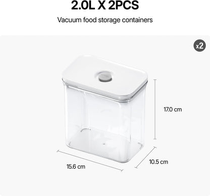 VAKUEN Premium Airtight Food Storage Containers, Rectangular 2PC-SET(2.11qt), Smart One-Click Seal Lid, 100% Leak Proof, Keep Food Fresh Longer, BPA-FREE, Dishwasher/Freezer & Microwave Safe
