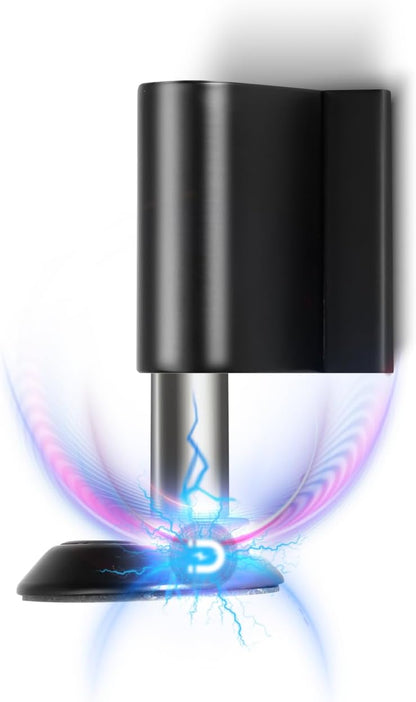 2 Pack Magnetic Door Stoppers Retractable Bottom of Door Holder No Drilling Mount Heavy Duty Floor Door Stop with Screws and Adhesive Catch Door Keep Door Open Matte Black MB-2