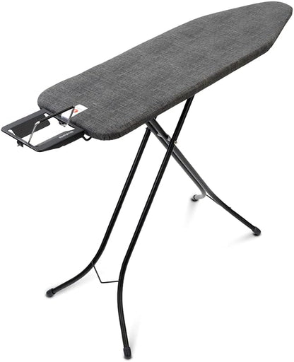 Brabantia Size B Ironing Board (49x15 in) 7 Height Options, Adjustable Steam Iron Rest Holder (Denim Black) Non-Slip Feet, Anti-Collapse Child Locks