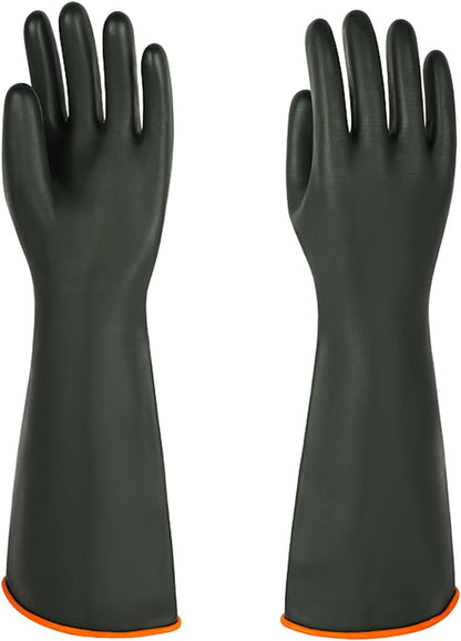 North Tower Heavy-Duty Latex Chemical Resistant Gloves - Reusable Long Rubber Dishwashing Gloves with Forearm Protection for Men - Waterproof, Industrial Safety Gear,18“，1 Pair