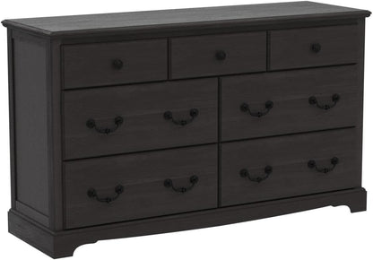 T4TREAM 7 Drawers Dresser Chests for Bedroom, Wood Vintage Chests of Drawers, Rustic Dressers Chset Organizer for Bedroom, Living Room, Hallway, Espresso