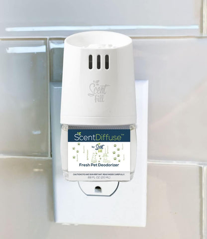 ScentDiffuse Pet Odor Deodorizing Air Freshener Starter Kit, 2 Refills + Diffuser