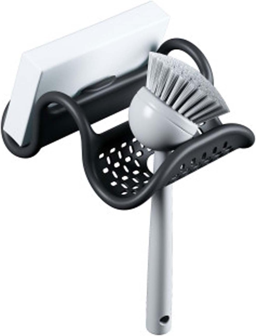 Umbra Sling Flexible Sink Caddy, Non-Slip – Holds Sponge and Scrubbing Brush or Dishrag, Storage for Multiple Tools for Washing Dishes, Black