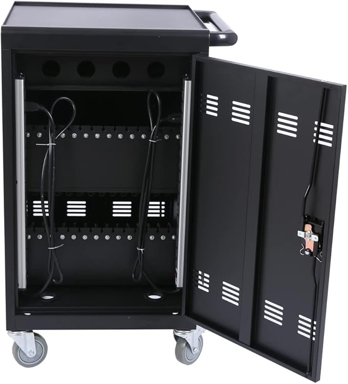 30-Device Mobile Charging Cart and Cabinet, Safety Charging Cart for iPads, Chromebooks, Tablets, Laptops