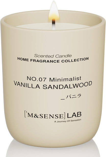 M&SENSE Natural Soy Candle| Vanilla Sandalwood | 5.3 oz | Minimalist Scented Candle for Relaxation, Gifting, Home Décor | for Bedroom, Office, Party Small