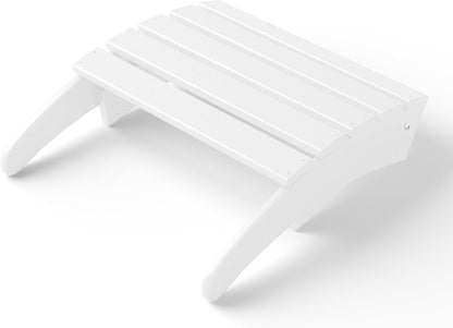 WestinTrends Outdoor Ottoman, Patio Adirondack Ottoman Foot Rest, All Weather Poly Lumber Folding Foot Stool for Adirondack Chair, Widely Used for Outside Porch Pool Lawn Backyard, White