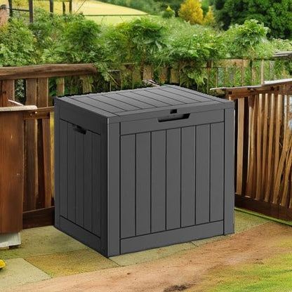 31 Gallon Resin Deck Box, Lockable Patio Outdoor Storage Box for Furniture, Garden Tools and Tools Storage, Waterproof Outside Storage Boxes - Black