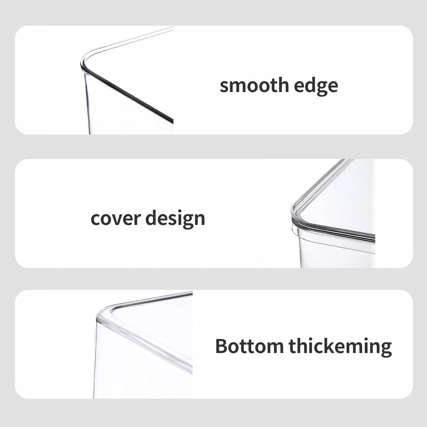 Storage Boxes, 5 Packs Transparent Food Organizer, Stackable Lidded Storage Bins (3 XL + 2M)