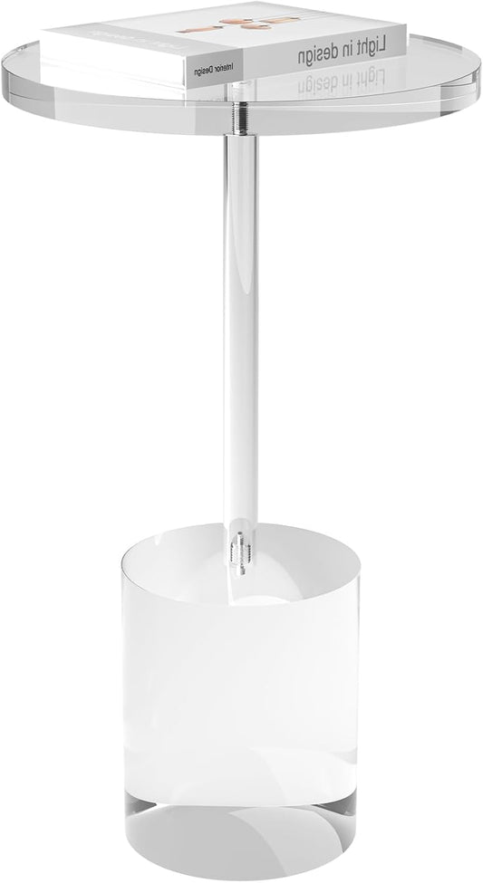 Acrylic End Table, Modern Minimalist Acrylic Side Tables, Clear Side Table for Living Room, Bedroom, Office, Drink Table (12" D x 12" W x 21" H, Transparent)