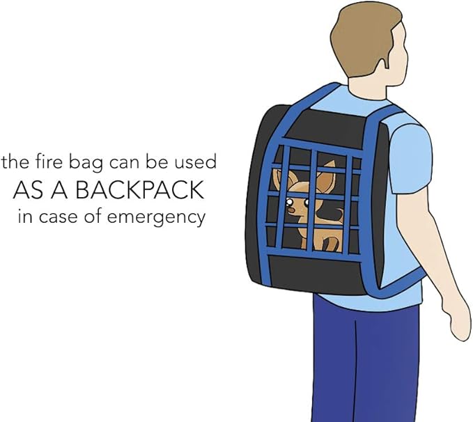 Fire Emergency Escape Bag for Pets up to 100 Pounds - Rope 50ft Incl. - Safety Equipment Carrier - Rapid Rescue Bag for Pets Animals (Large 28"x21"x14") - Life-saving Tool for Dogs, Cats - Rescue Sack