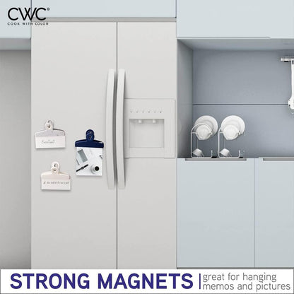 COOK WITH COLOR Bag Clips - Heavy Duty Chip Clip and Refrigerator Magnet Clips for Food Storage with Air Tight Seal Grip, Blue and White, Pack of 8 Large Clips