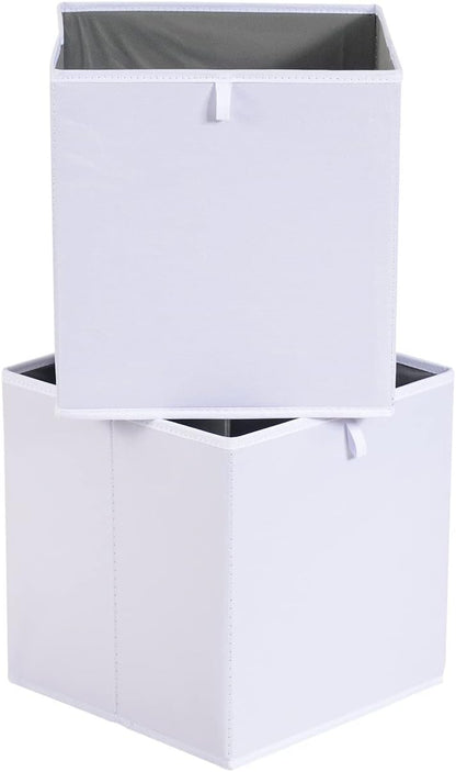 Amazon Basics Cube Organizer Bins, Collapsible Storage Baskets for Shelves, White, Pack of 6, 13x15x13"
