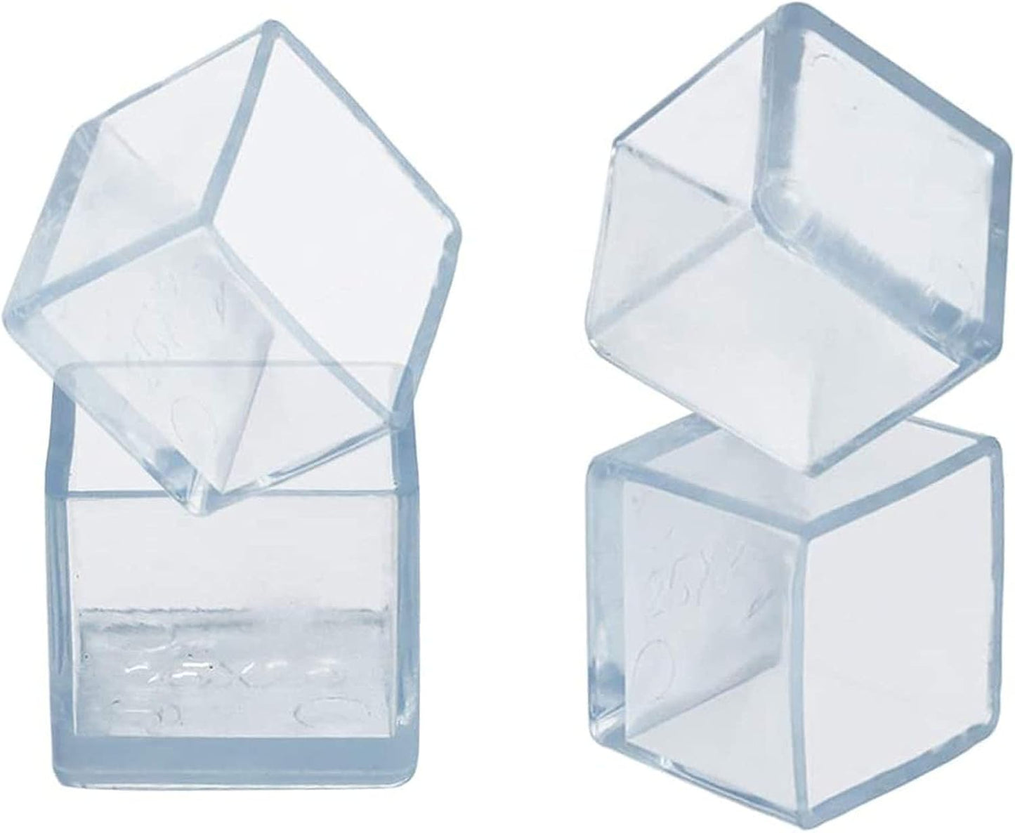 16 Pcs Transparent Square Anti-Slip Rubber Leg Tips Chair Leg Caps Furniture Floor Protectors Chair Table Bar Stool Leg Covers Furniture Leg Cube Feet 1.38 Inch x 1.38 Inch (35 x 35mm)
